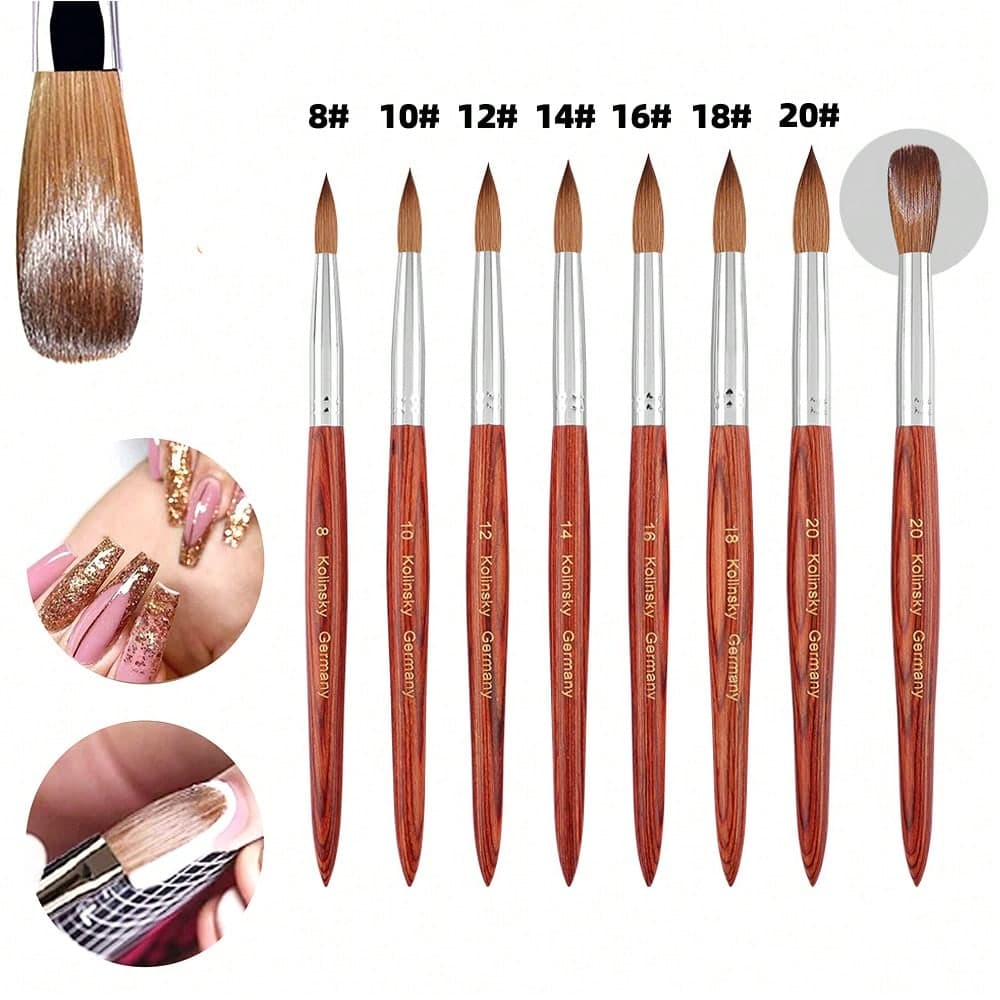 Fournisseurs de clous Pinceaux d'art pour ongles Kolinsky Poignée rouge Tailles 8-20 Pinceaux pour ongles pour DIY Ongles