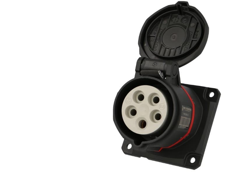 Socle prise triphasé femelle CEE, 5 x 16A, incliné Walther Neo