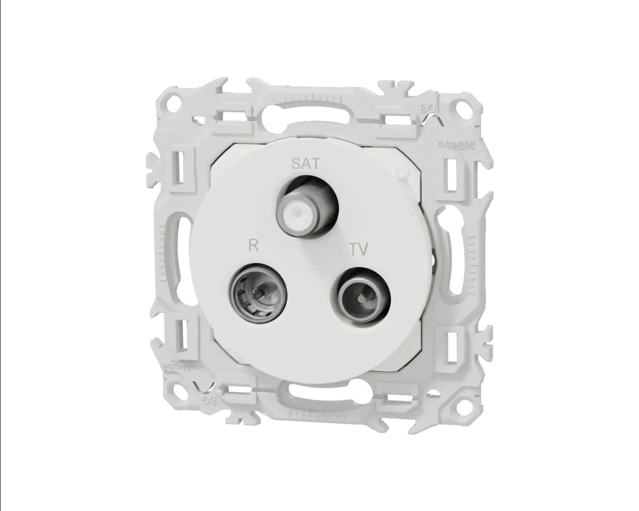 Prise TV + FM + SAT coaxiale Blanc craie Schneider Odace